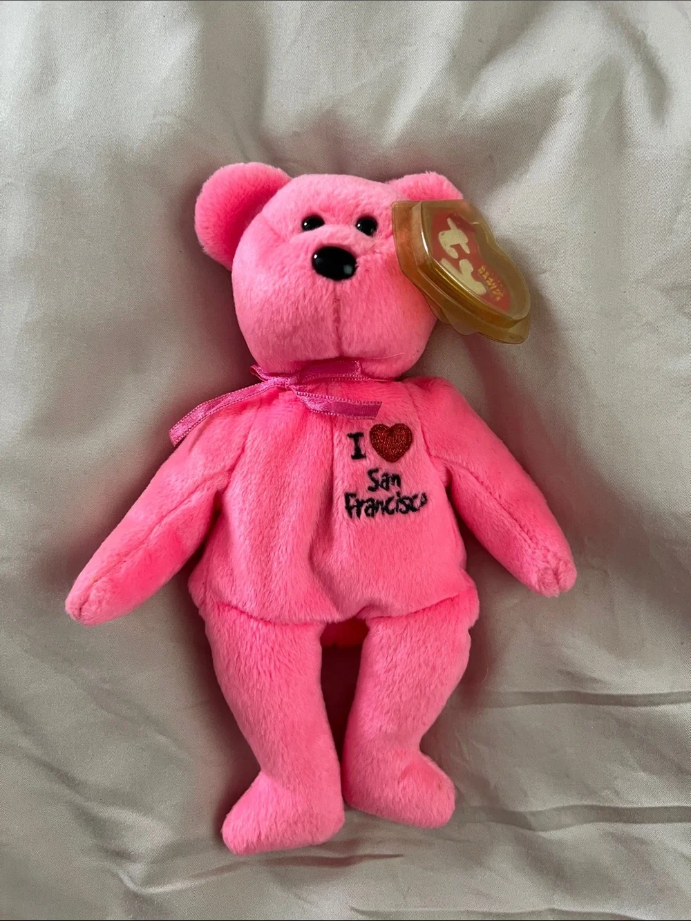 Ty Beanie Babies San Francisco Pink Teddy Bear Plush 2004 Souvenir w/ Tag 8”